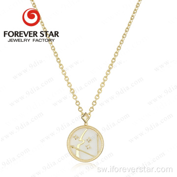 Gold ya dhahabu iliyopandwa Zodiac 925 Sterling Silver.